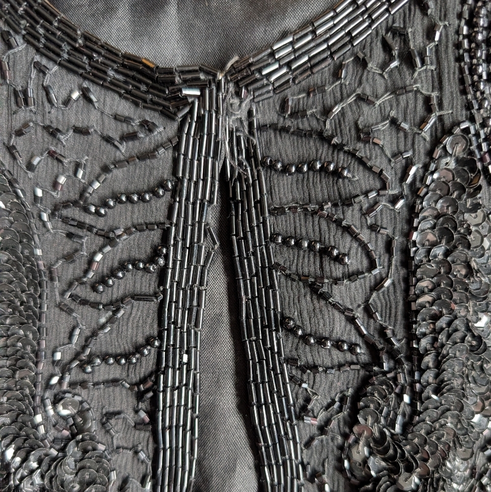 📼 Vintage Black Beaded Embellished Evening Jacket - Medium - Picture 13 of 15